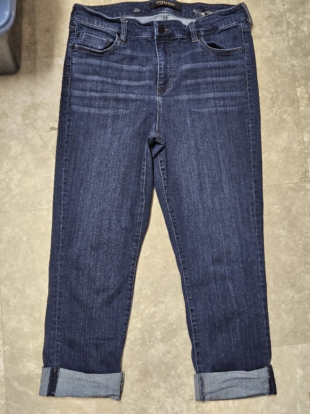 Liverpool The Crop Mid Rise Skinny Jeans Womens Size 32/14 Blue Doheny Dark